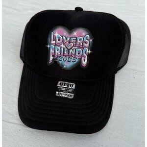 NWT Lovers & Friends Airbrush 2023 Festival Merch  Mesh Trucker Hat Black